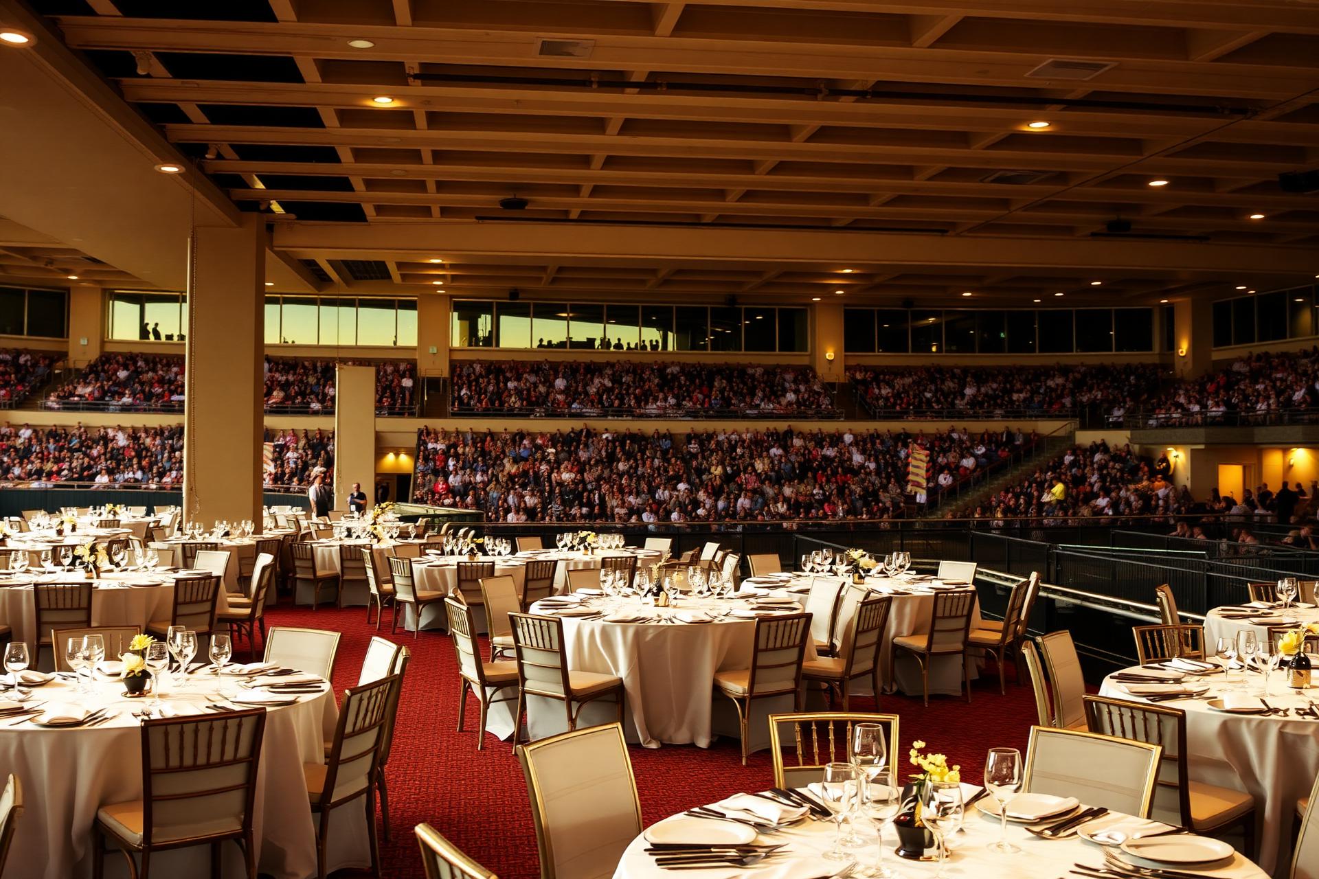 Stadium hospitality at golden hour